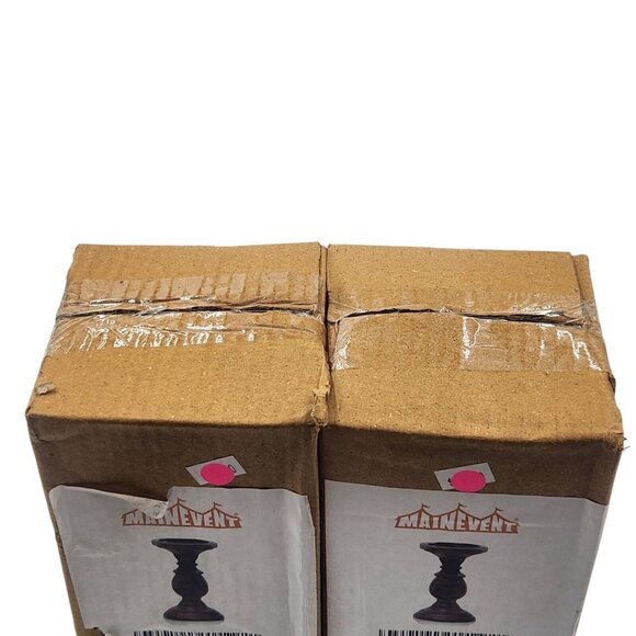 2x Mainevent Tall Pillar Candle Holder 8 in Dark Brown Rustic Wood Decor - Picture 12 of 15